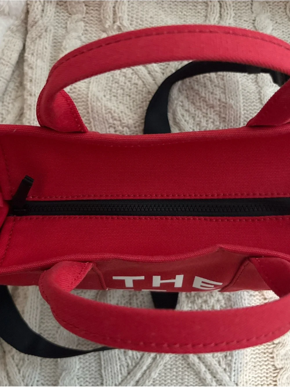 Marc Jacobs Red Canvas 'The Tote Bag' with Black Strap - Picture 4 of 7